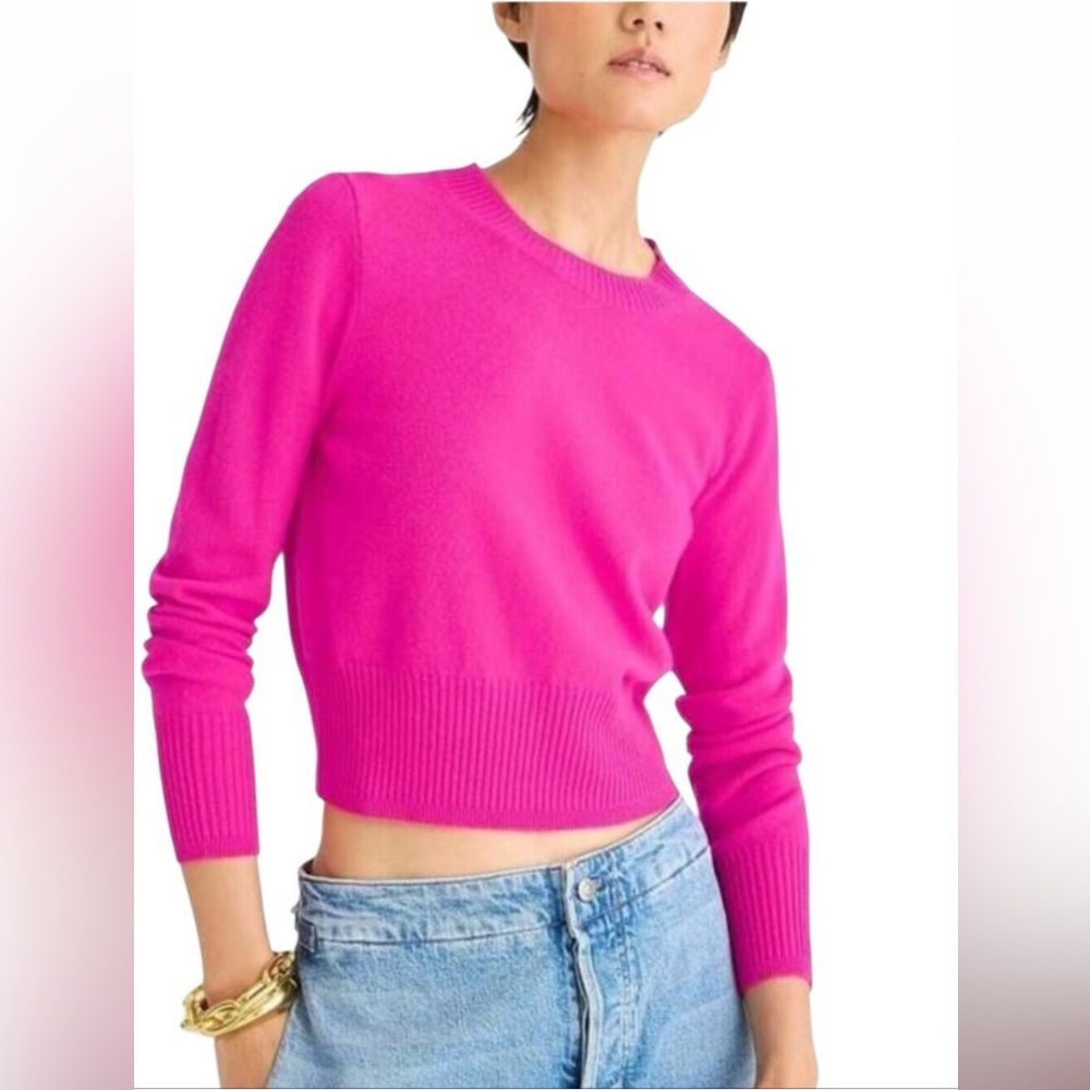 J. Crew Women's Crewneck Sweater in Bright Fuchsia